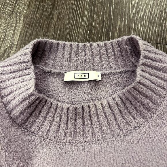 AYR The Little Joy Organic Cotton Crewneck Sweater Purple Mist Size XL Fuzzy EUC - Picture 8 of 16